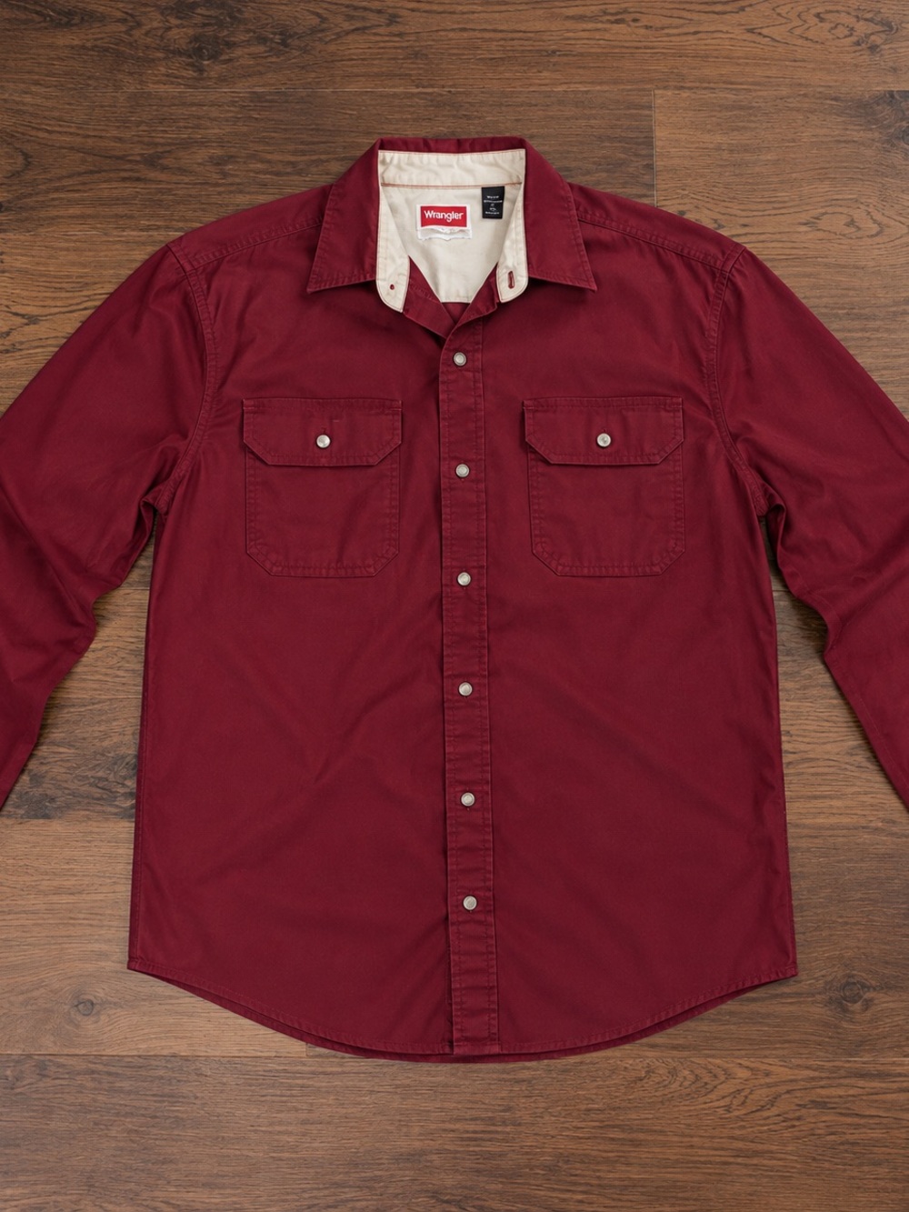Wrangler Men's Burgundy Button-Front Western Shirt